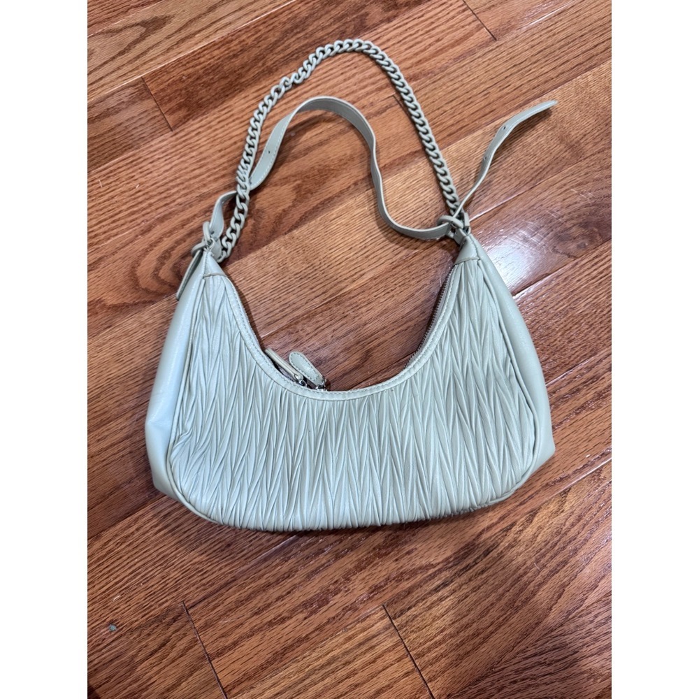 Madison West Ruched Shoulder Bag Chain Strap Pouch Purse Taupe‎ Beige